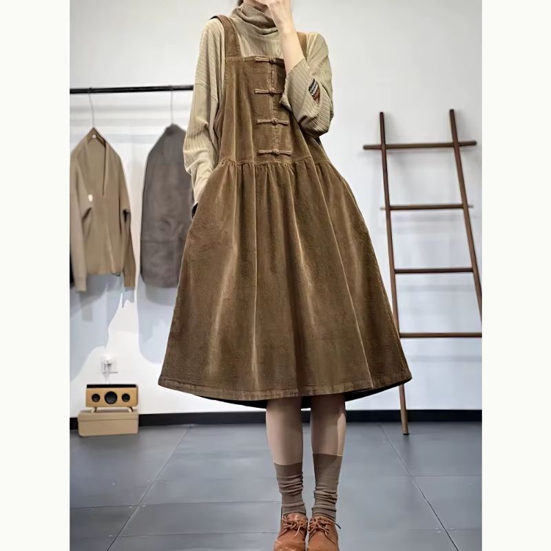 Robe Salopette Velours Côtelé