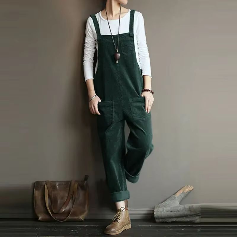 Salopette en Velours Vintage Verte