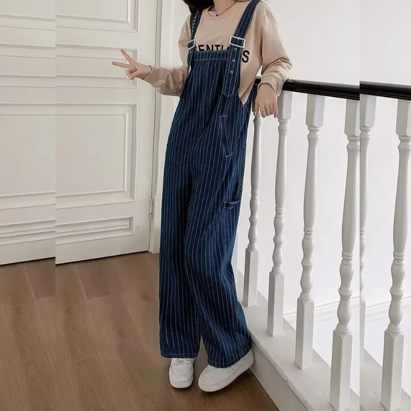 Salopette en Jean Rayée