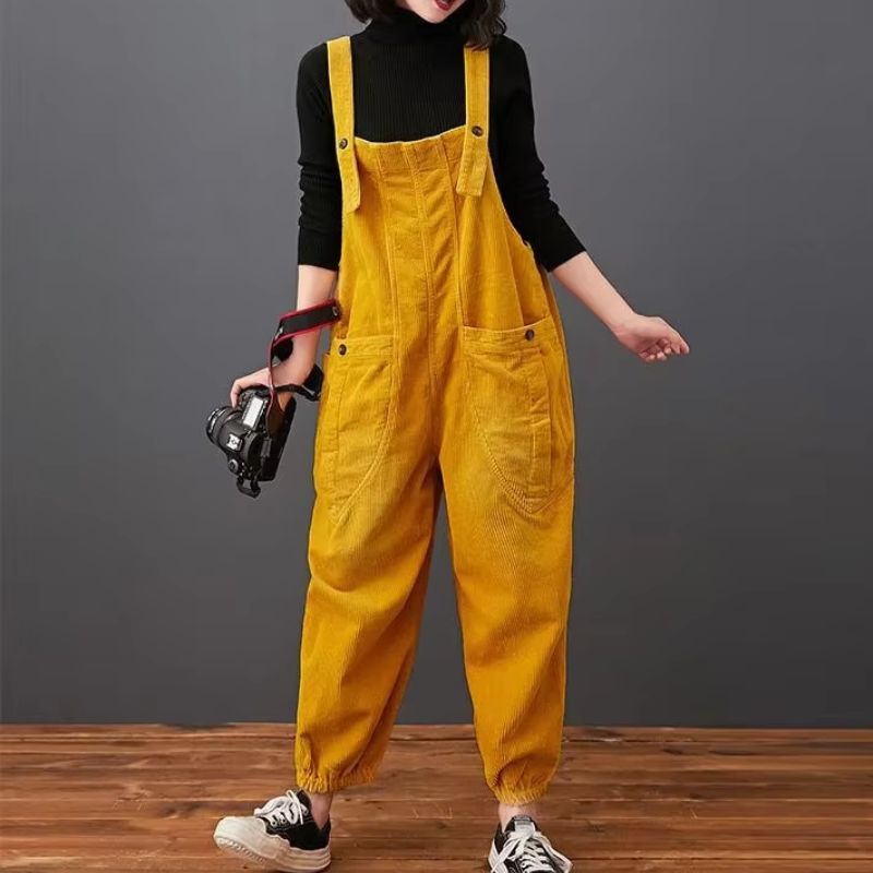 Salopette Vintage en Velours Jaune