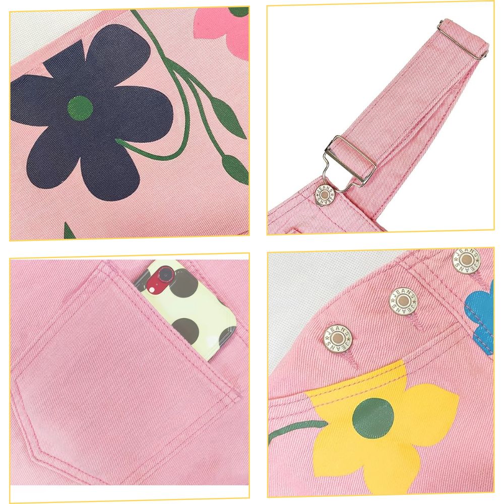 Salopette Jeans Brodé Fleurs