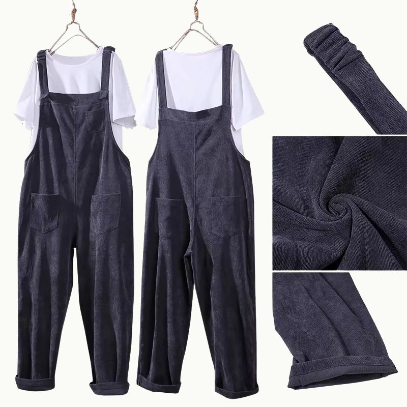 Salopette en Velours Vintage Bleue