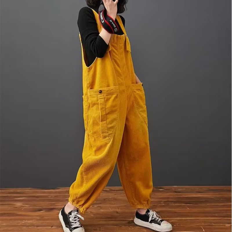 Salopette Vintage en Velours Jaune