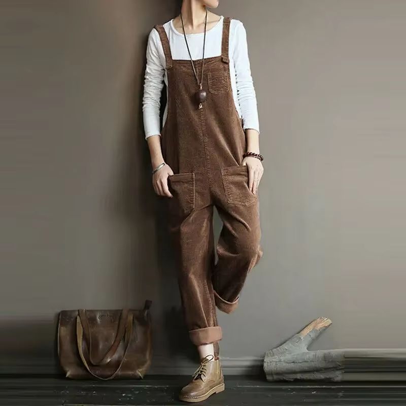 Salopette en Velours Vintage Marron