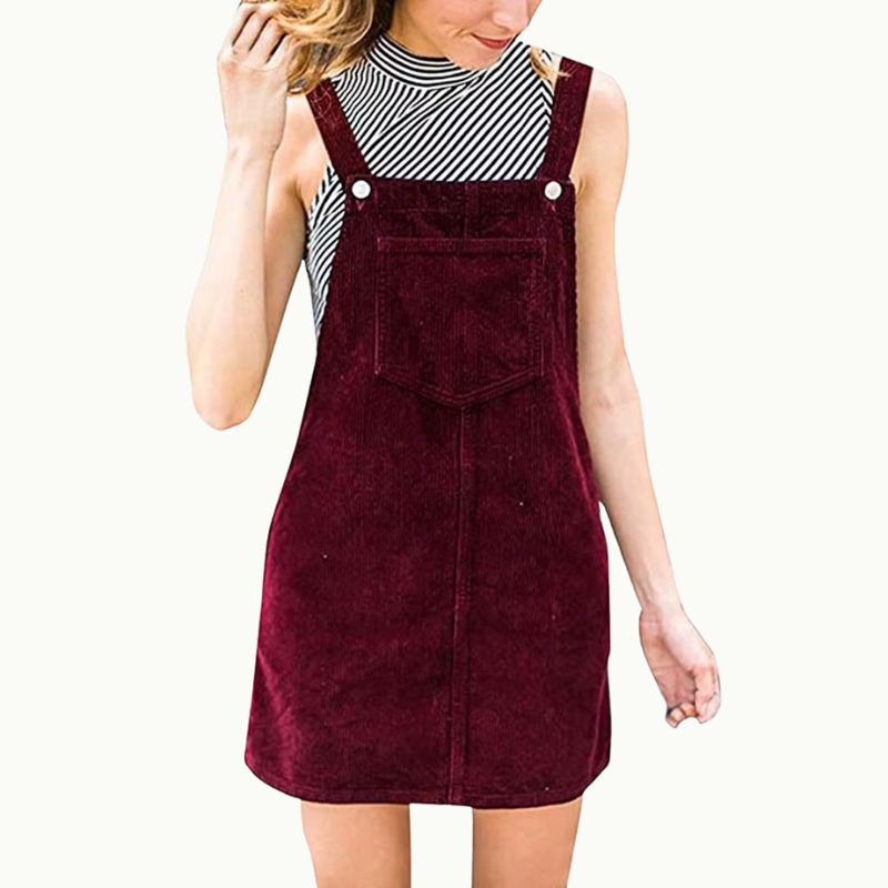 Robe Salopette Velours Rouge