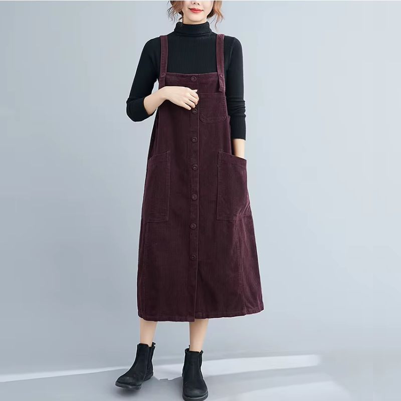 Robe Salopette Velours Côtelé Automne