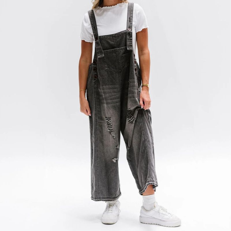 Salopette Jean Noire Ample