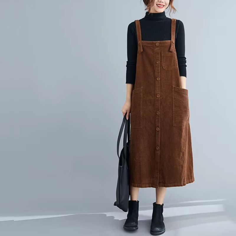 Robe Salopette Velours Côtelé Vintage