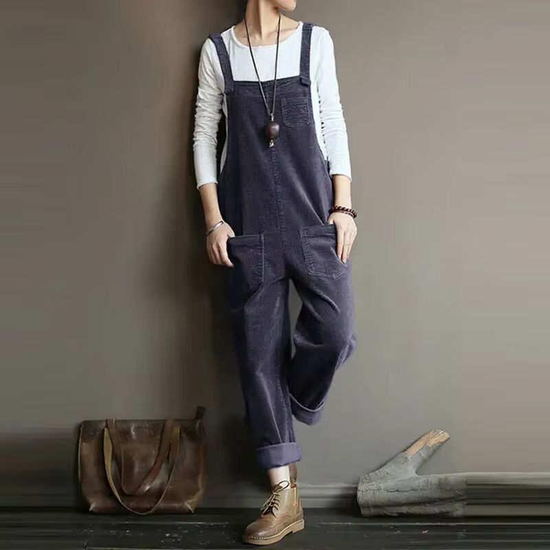 Salopette en Velours Vintage Bleue