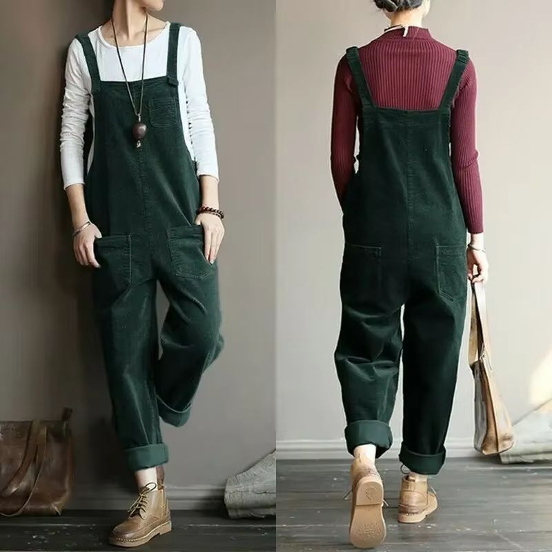 Salopette en Velours Vintage Verte