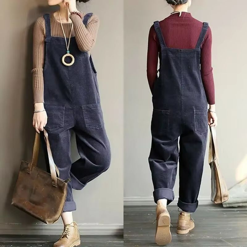 Salopette en Velours Vintage Bleue