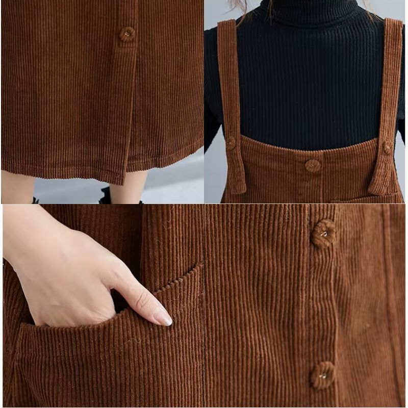 Robe Salopette Velours Côtelé Vintage