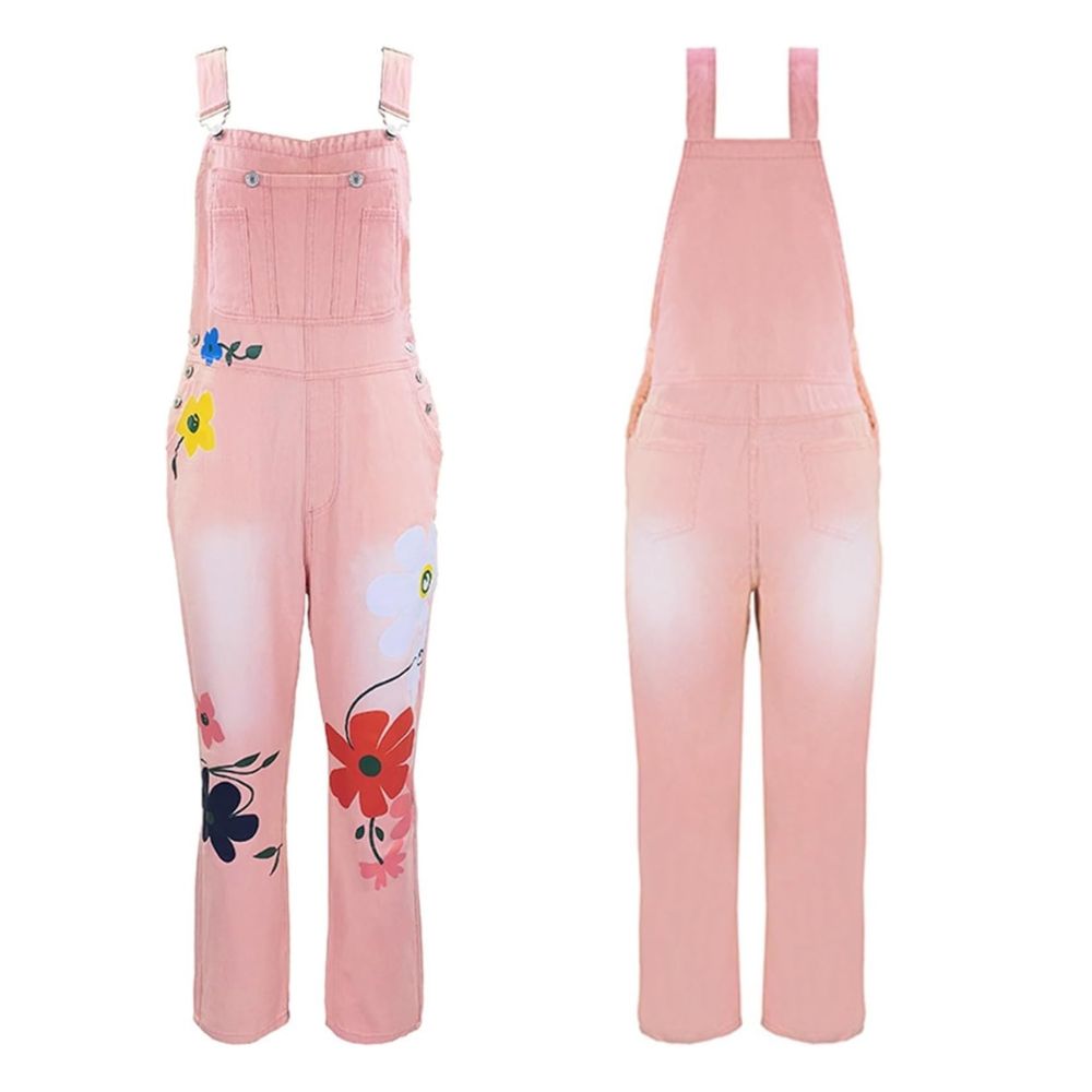 Salopette Jeans Brodé Fleurs