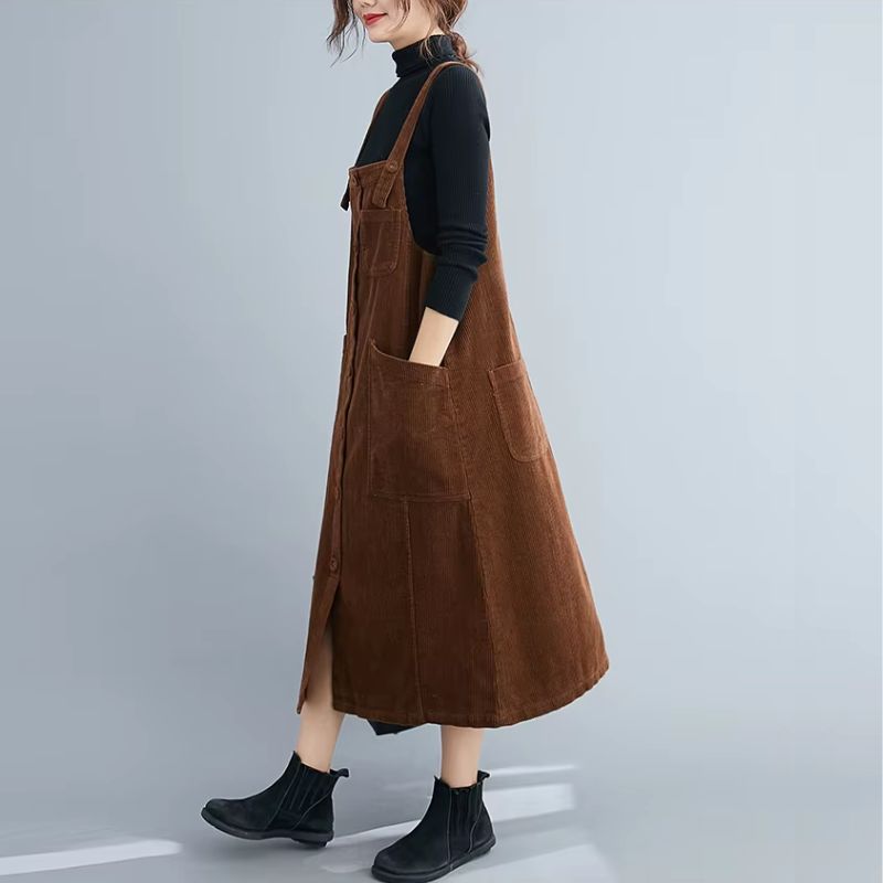 Robe Salopette Velours Côtelé Vintage