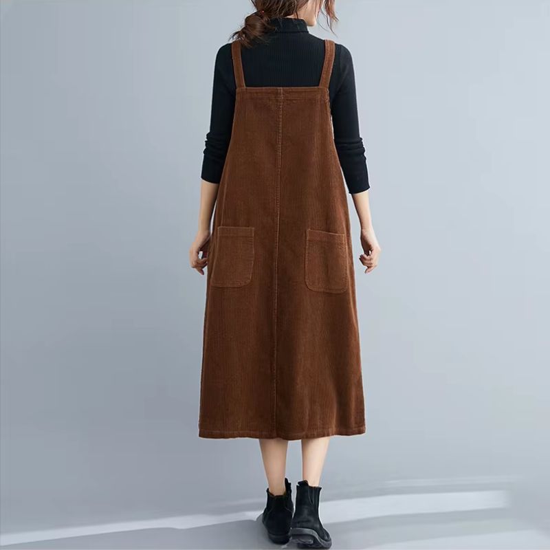 Robe Salopette Velours Côtelé Vintage