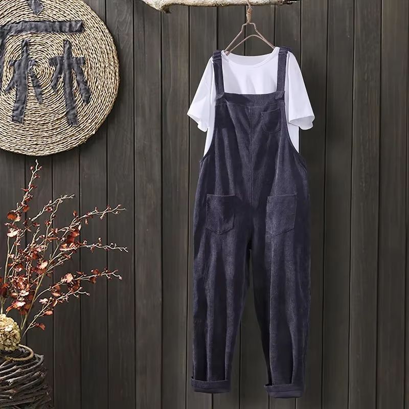 Salopette en Velours Vintage Bleue