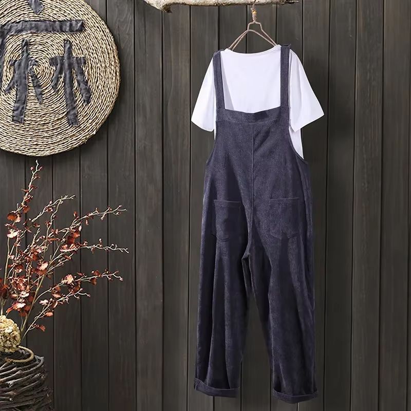 Salopette en Velours Vintage Bleue