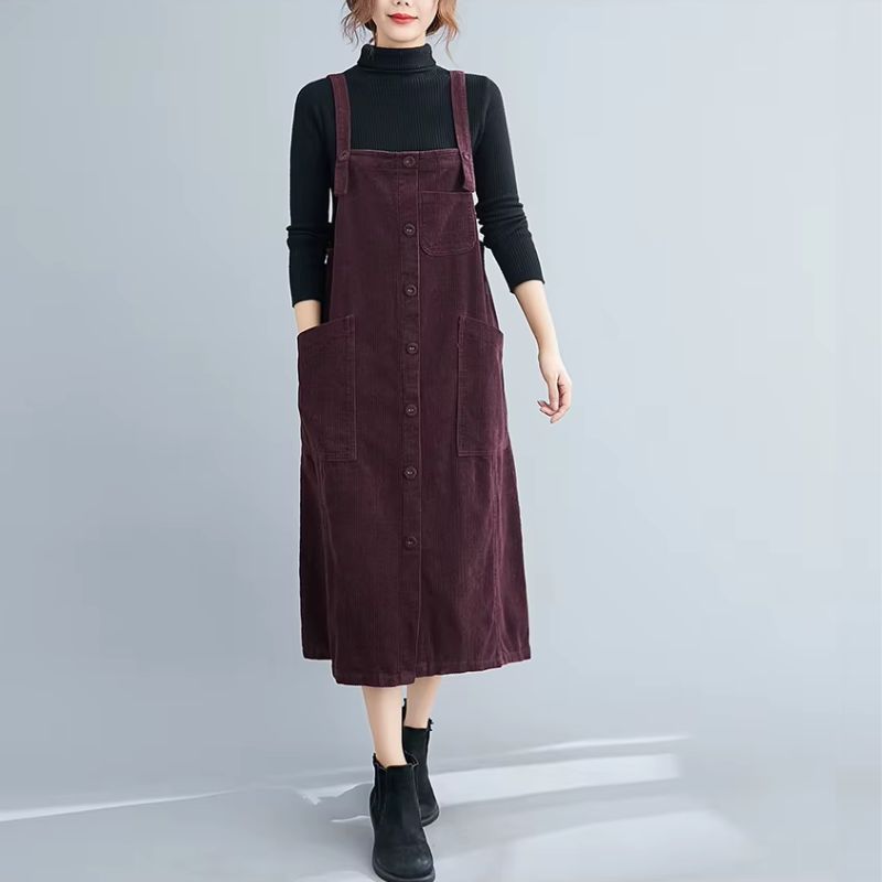 Robe Salopette Velours Côtelé Automne