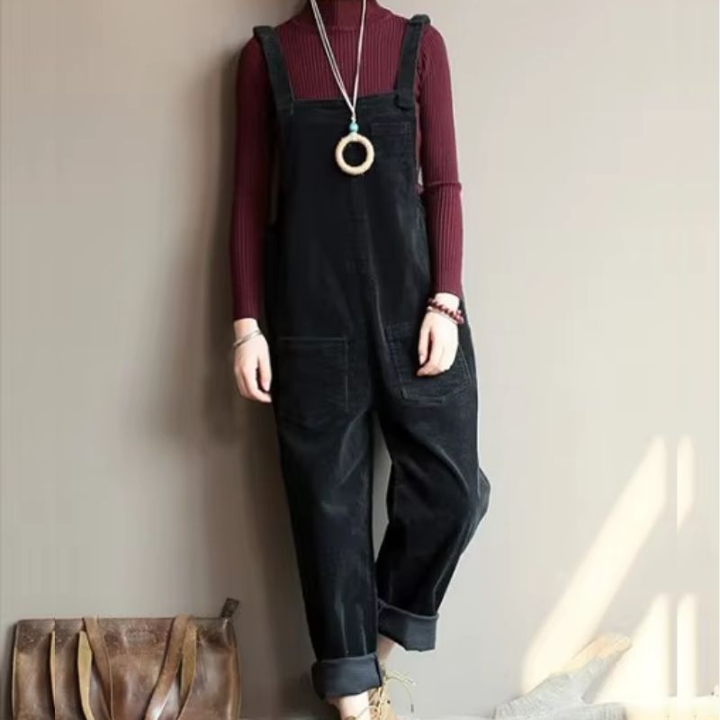 Salopette en Velours Vintage Noire