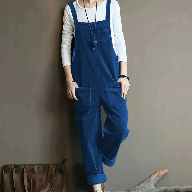 Salopette en Velours Vintage Bleue Cailan